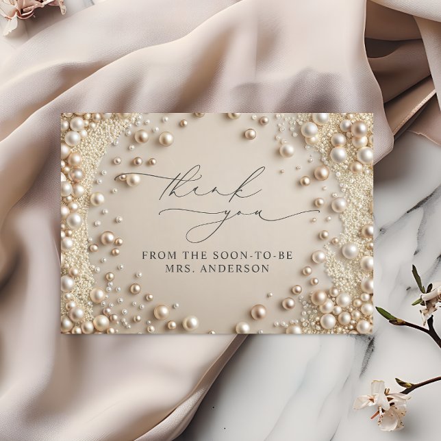 Remerciements Elegant Pearl Fête des mariées Carte de remercieme (Créateur téléchargé)