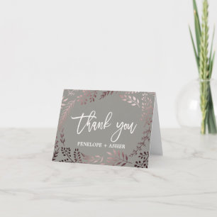 Remerciements Elégant Rose Gold et Grey Mariage Carte de remerci