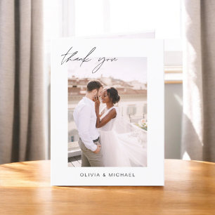 Remerciements Élégant script Mariage photo Carte de remerciement