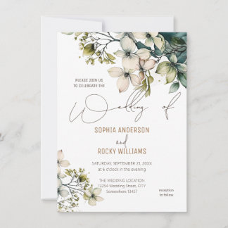 Remerciements Élégante carte de mariage florale de fleurs sauvag