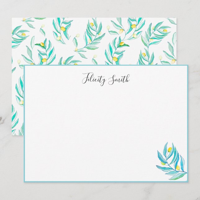 Remerciements Élégante carte de notes en citron végétal moderne  (Devant / Derrière)