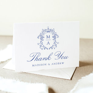 Remerciements Élégante carte de remerciement de mariage à monogr