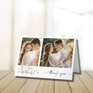 Remerciements Élégante Carte de Remerciement de Mariage avec Deu