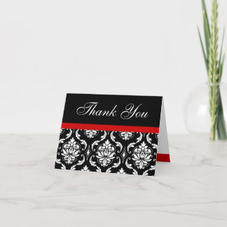 Remerciements Élégante carte de remerciement de mariage en damas