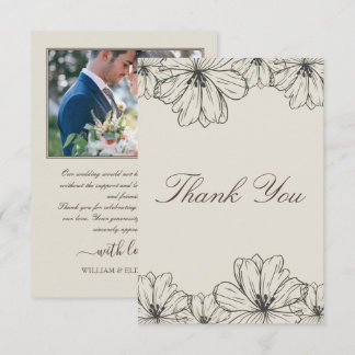 Remerciements Élégante carte de remerciement de mariage florale 