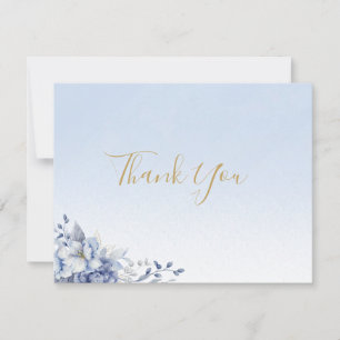 Remerciements Élégante carte de remerciement florale bleu poudré