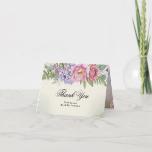 Remerciements Élégante carte de remerciement pliée pour mariage 