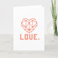 Elégante carte de voeux 3D LOVE de coeur géométriq