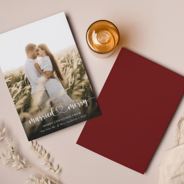 Remerciements Elégante photo Mariée & Joyeuse carte de Noël (Créateur téléchargé)