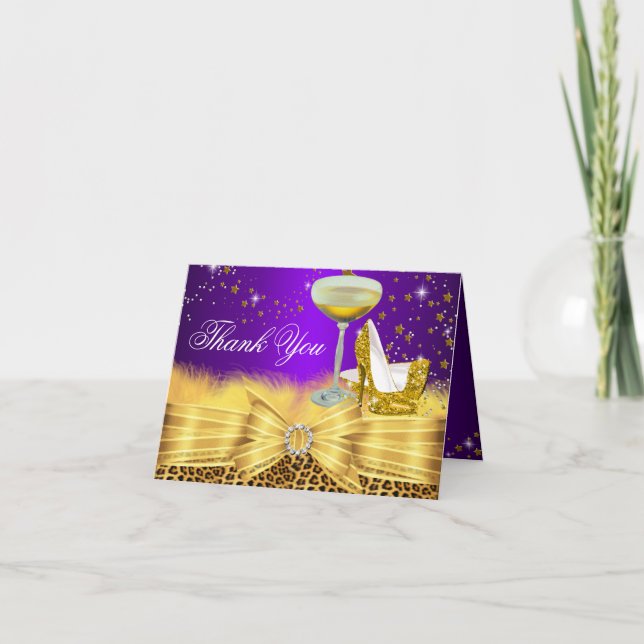 Remerciements Empreinte de léopard et talons Carte de remercieme (Devant)