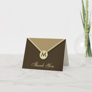 Remerciements Enveloppe élégante Monogram Mocha Carte de remerci