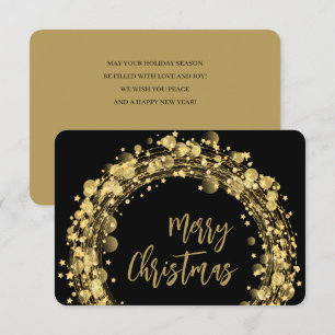 Remerciements Étoiles sur carte de voeux de Noël noir