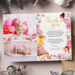Remerciements Fairy Girl'Anniversaire Photo Carte de remerciemen