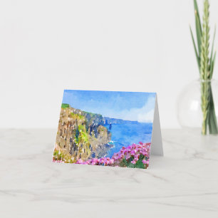 Remerciements Falaises d'aquarelle de Moher, Irlande Carte de re