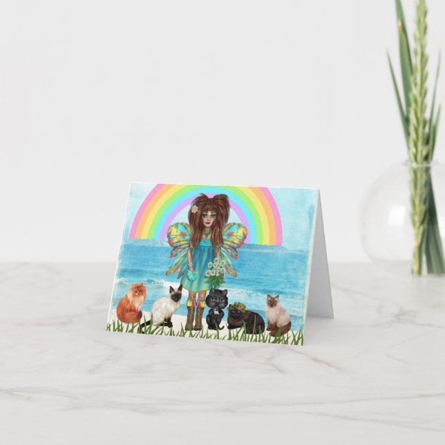 Remerciements Fée et chats toute la carte de voeux d'occasion (Devant)