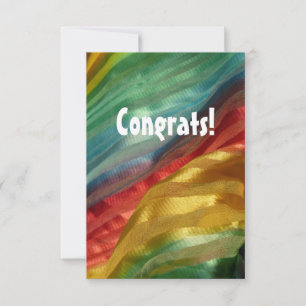 Remerciements Félicitations ! Carte de tissu multicolore en soie