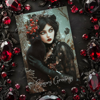 Remerciements Femme gothique avec carte de Noël Chat Noir