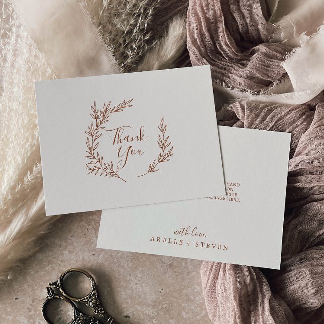 Remerciements Feuille minimale | Boho Cream Flat Carte de remerc (Créateur téléchargé)