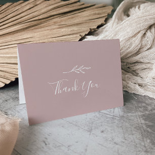 Remerciements Feuille minimale   Dusty Rose Carte de remerciemen