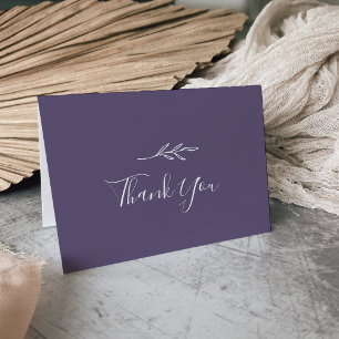 Remerciements Feuille minimale   Plum violet Mariage Carte de re