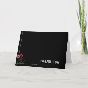 Remerciements Fil de fer barbelé gothique et rose élégante carte