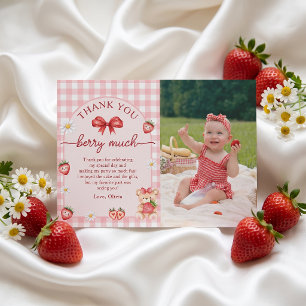Remerciements Fille à la fraise à l'arc pour carte de remercieme