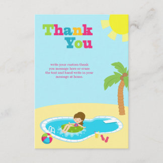 Remerciements Fillettes de fête à la piscine mignonnes carte pla