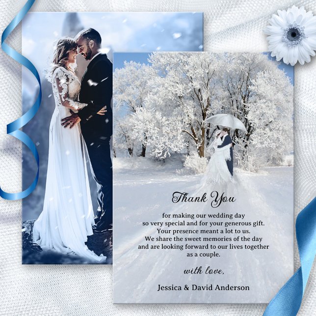 Remerciements Fine Art Winter Wonderland Mariage Carte de remerc (Créateur téléchargé)