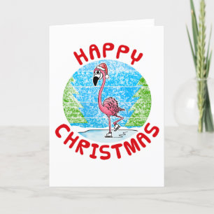 Remerciements Flamant rose Carte de Noël Faune Patineuse de glac