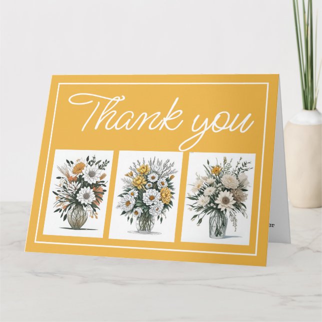 Remerciements Fleur D'Art Boho Élégante Dans Un Vase Carte de re (Devant)