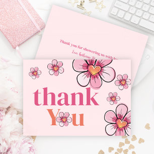 Remerciements Fleur de fille rose pâle pour Baby Shower carte pl