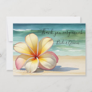Remerciements Fleur de Plumeria sur carte de remerciement en sab