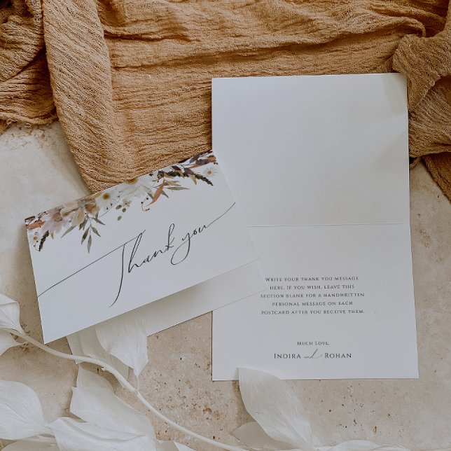 Remerciements Fleur sauvage d'automne Boho | Carte de remercieme (Créateur téléchargé)