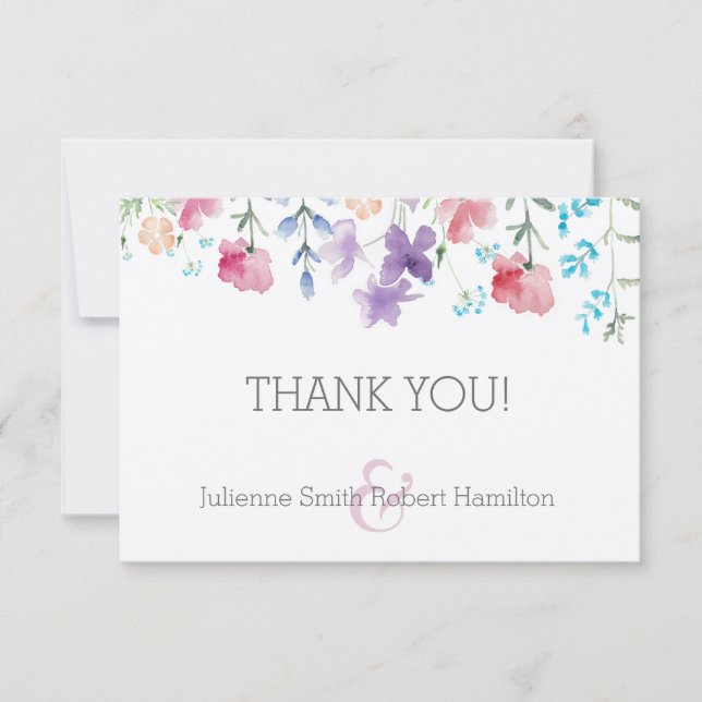 Remerciements Fleur sauvage Rustic Floral Mariage Carte de remer (Devant)