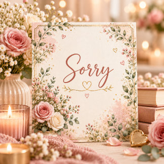 Remerciements Fleurie Cosy Apologie Désolé Carte de Vœux Cottage