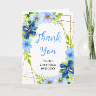 Remerciements Fleurs bleues et navy avec carte de remerciement d