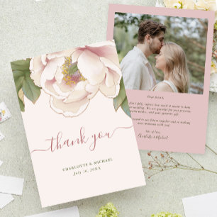 Remerciements Fleurs de paeonies rose blush avec carte de remerc