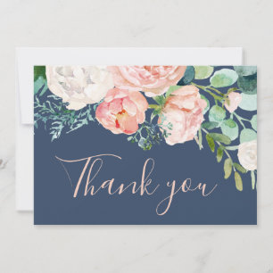 Remerciements Fleurs de pivoines romantiques   Carte de remercie