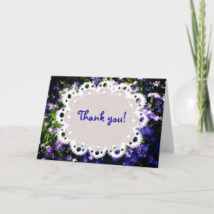 Remerciements Fleurs de printemps bleues et Carte de remerciemen