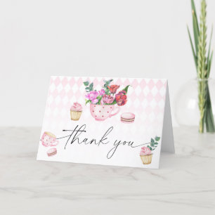 Remerciements Fleurs de Tea Party pour la carte de remerciement 