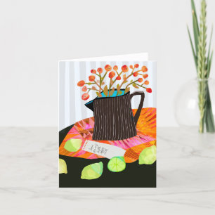 Remerciements Fleurs jolies baies dans un pichet Carte de vœux B