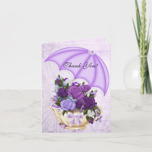Remerciements Fleurs vintages Lilac violet Carte de remerciement (Devant)
