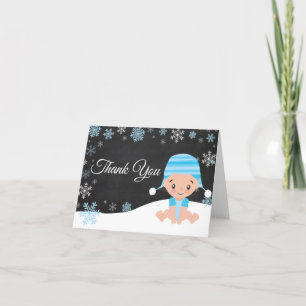 Remerciements Flocon de neige d'hiver Baby Boy Blue Carte de rem