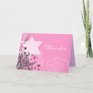 Remerciements Floral Star Jewish Baby Naming Carte de remercieme
