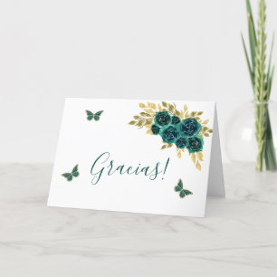 Remerciements Flore verdoyante Quinceañera Carte de remerciement