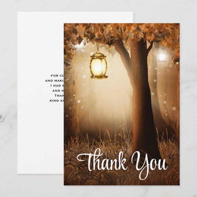 Remerciements Forêt magique avec Fairy Lights Carte de remerciem (Devant / Derrière)