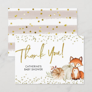 Remerciements Fox Oh Boy Fall Citrouille Baby shower Carte de re