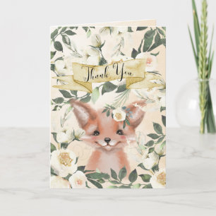 Remerciements Fox petit mignon baby shower floral carte de remer