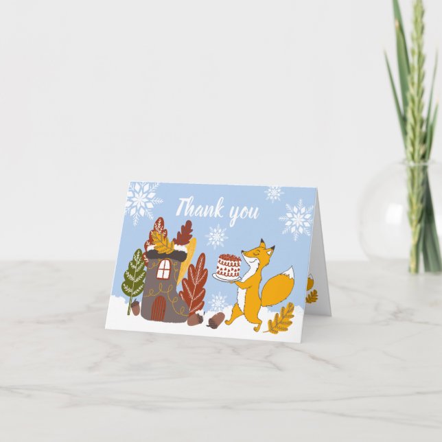 Remerciements Fox Winter Baby shower Il fait froid Carte de reme (Devant)