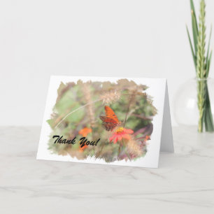 Remerciements Fritillaire du Golfe sur Zinnia Carte de remerciem